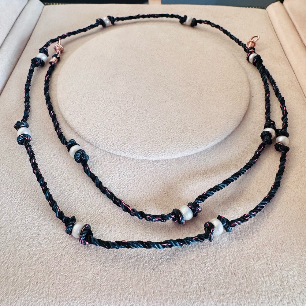 Marie Lichtenberg silk mauli Necklace with White Pearl Accents - Picture 3 of 8